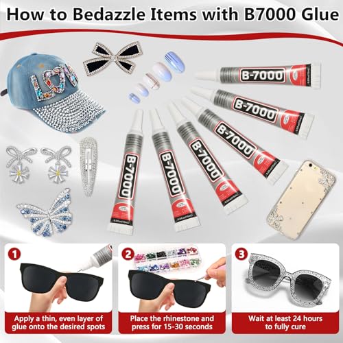 25 Tube 15ML B7000 Glue Clear with Precision Tip, Bulk B-7000 Craft Glue Rhinestone Bedazzling Glue Super Adhesive for DIY Jewelry Making Nail Art Fabric Shoes Phone Repair - color: 25x15 ML/ 0.5 oz
