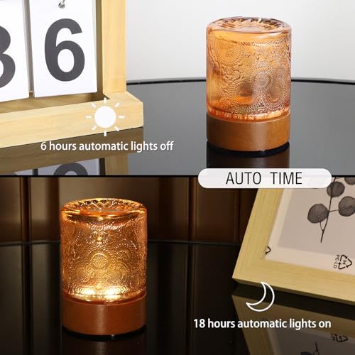 Small Battery Operated Light with Timer,Adult Night Lights for Bedroom,Mini Lamp for Lndoor Use in Bathroom, Hallway,Glass Light Lamp (Copper) - color: Copper