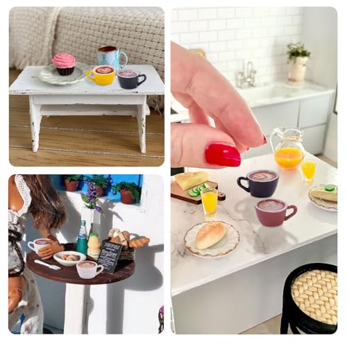 FASHEWELRY 25Pcs Mini Coffee Cups Resin Coffee Mug Model 6 ColorsTea Cup Dollhouse Miniatures for Keychain Halloween Xmas Party Decor Ornaments - color: 6 Colors-coffee Cups
