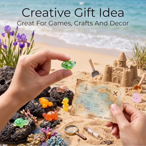 Zerobe Mini Resin Ocean Animals: 60Pcs Tiny Sea Creature Figurine Set - color: Ocean