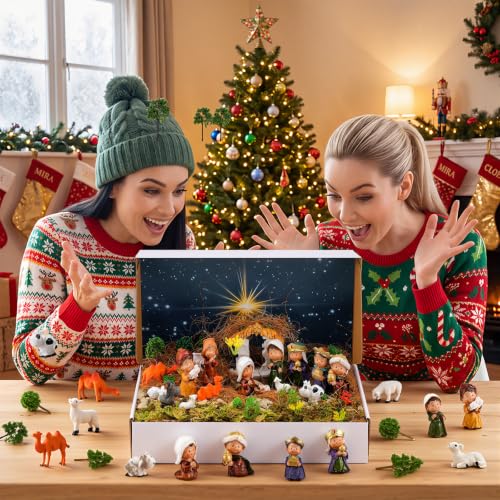 Teyva Daily 48 Pcs Christmas Nativity Scene Set Nativity Scene Diorama Kit - color: Christian