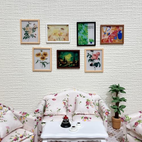 Dollhouse Furniture Mini Wall Art, 1/12 Scale Accessories, Dollhouse Miniatures, 15 Pieces (No.1) - style: No.1