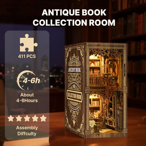 Book Nook Kit,Ancient Book Collection Room Miniature House kit,DIY Tiny House Doll for Adults Bookshelf for Family and Friends.（Ancient Book Collection） - color: Ancient Books