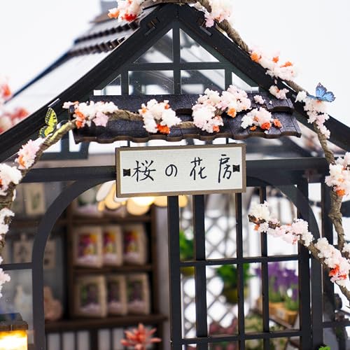 MAGQOO DIY Miniature Dollhouse Kit DIY Miniature House Kit Tiny Mini House Kits with Furniture 1:24 Scale 3D Puzzles(Spring Sakura) - color: Spring Sakura