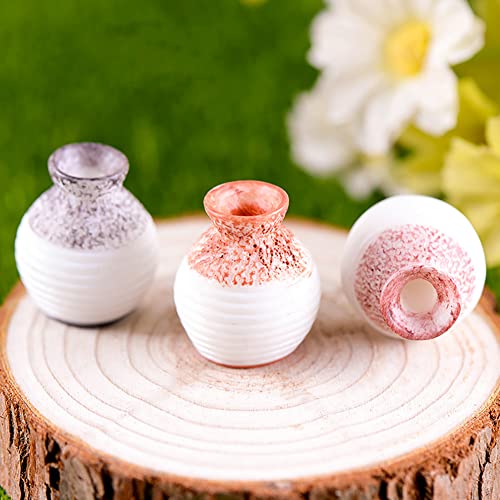 10pcs Miniature Tiny Resin Flower Pots Decor, Mini Flower Pot Decoration for Home Decor Accessories Mini Garden Plants DIY Desktop Windowsill Decor