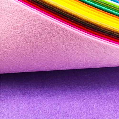 flic-flac 44PCS 8 x 8 inches (20 x 20cm) Assorted Color Felt Fabric Sheets Patchwork Sewing DIY Craft 1mm Thick … (20cm * 20cm, 44pcs) - color: 44pcs, size: 20cm * 20cm