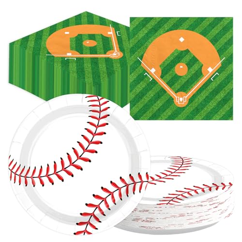 100 Pcs Baseball Party Decorations Sport Themed Plates Serves 50 - style: Baseball Plates