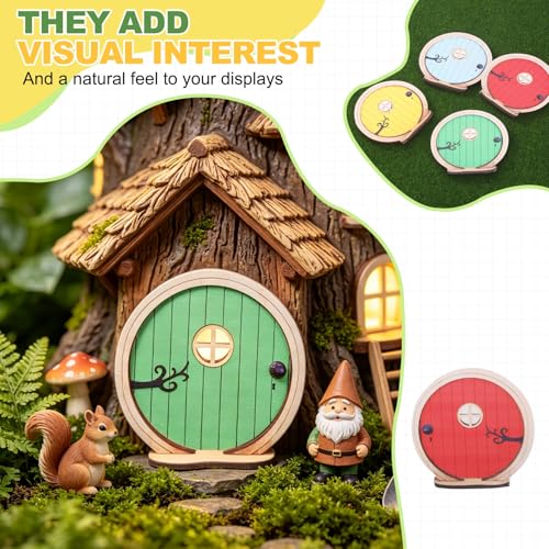 Fairy Garden Door Tree Dollhouse Door Miniature Accessories Red - color: Red