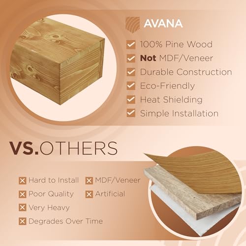 Avana Fireplace Mantle - Natural Wood - Mounted for Over Fireplace - Handcrafted - Rustic Natural, 60 X 8 X 3 - color: Rustic Natural, size: 60 X 8 X 3