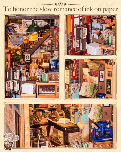 Rolife 3D Wooden Puzzle Book Nook Wisdom Stationery Shop, Book Themed Decorative Insert, Creative DIY Kit for Stationery Lovers & Bookshelves - color: Wisdom Stationery Shop