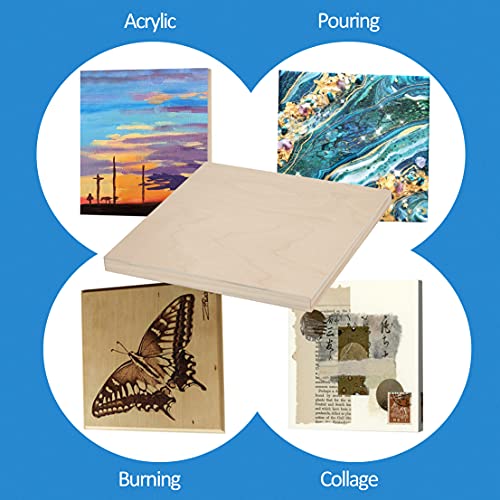 Falling in Art 4 Pack 10x10’’ Unfinished Birch Wood Panels Kit for Painting - size: 10'' x 10'' Studio