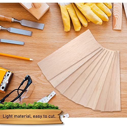 Namalu 10 Pack Unfinished Balsa Wood Sheet DIY, 12 x 4 x 0.12 Inches-3 mm - size: 10 Pack - 12 x 4 x 0.12 Inches-3 mm