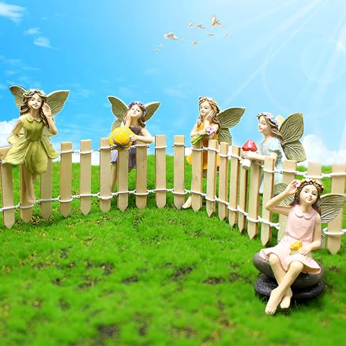 CUIWEI 5 Pcs Mini Garden Figurine Set Miniatures Fairies Statues Without a Stick for Outdoor Lawn Yard Home Decor Lovely Resin Fairy Flower Pot Angel Accessories - style: Garden