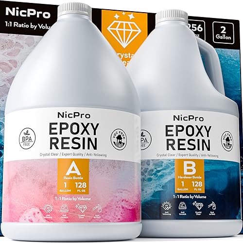 Nicpro 2 Gallon Crystal Clear Epoxy Resin Kit, Not Yellowing Resin - size: 2 gallon