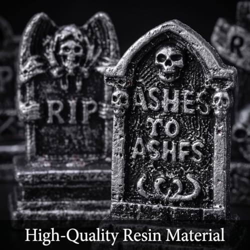 FESTGLOX Mini Tombstones for Crafts, Miniature Gravestones for Halloween - color: Black Tombstones--12pcs