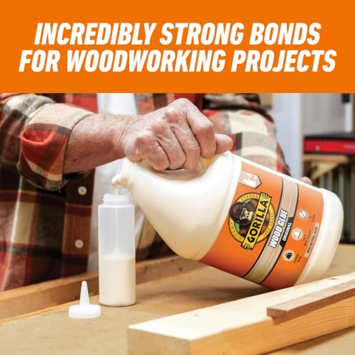 Gorilla Wood Glue, Natural Wood Color, 1 Gallon Bottle (Pack of 1) - Water Resistant for Indoor or Outdoor Projects and Repairs - size: Gallon