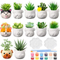 Hushee 12 Sets Ceramic Succulent Pots to Paint with Drainage - color: Dog