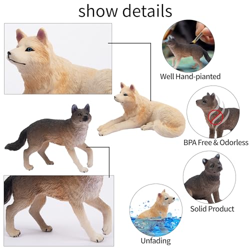 Toymany 8PCS Wolf Figures Forest Animals Toy Figurines - Realistic Jungle Zoo Animal Figurines，Educational Toy Cake Toppers Christmas Birthday Gift for Kids Boys Girls - style: 8PCS Wolf