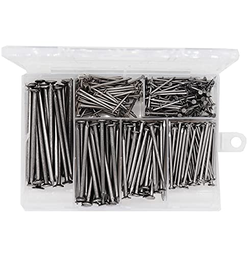 Picture Hanging Kit, cSeao 415 Pieces Hardware Nail Assortment Kit & 8oz Claw Hammer,Mini Hammer with Anti-Slip Handle,Common Nails, Wood Nails, Picture Hanging Nails, Wall Nails for Hanging - size: Nails Assortment with Hammer