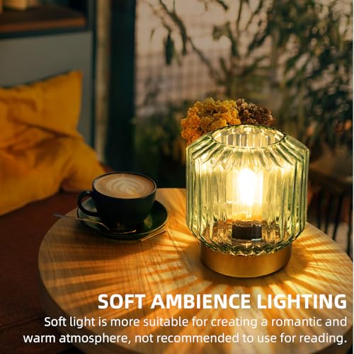 MJ PREMIER Battery Operated Lamp, Small Cordless Lamp with Timer Green - color: Green