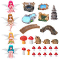 28Pcs Fairy Garden Accessories, Miniature Garden Ornaments - color: Red+brown