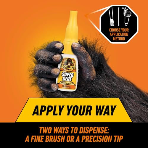 Gorilla Super Glue, Brush and Nozzle Two-Way Applicator, Clear, 12 g - size: 1 - Pack