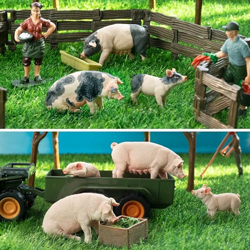 Toymany 8PCS Realistic Pig Figurines Set, Plastic Pig Figures Farm Animals Toys, Birthday Christmas Toy Gift for Kids Toddlers - style: 8PCS Pig