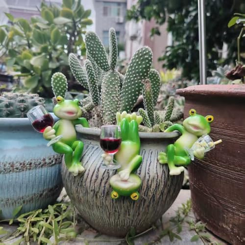3-piece Fairy Garden Gnome Set, Beer-Drinking Gnome Resin Statue, Outdoor Decorative Item (Green) - color: Green