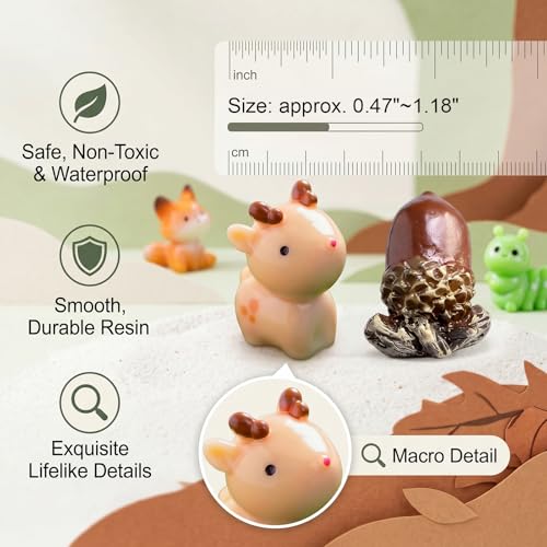 Zerobe 40Pcs Mini Forest Animal Figurines: Resin Fairy Garden Accessories - color: Forest