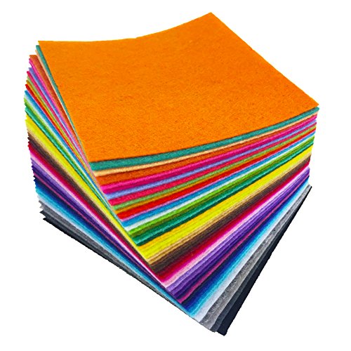 flic-flac 48PCS 8 x 8 inches (20 x 20cm) Assorted Color Felt Fabric Sheets Patchwork Sewing DIY Craft 1mm Thick … (20cm * 20cm, 48pcs) - color: 48pcs, size: 20cm * 20cm