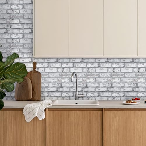 COMSTICKC 3D Peel and Stick Faux Brick Wall Panels for Quick DIY Wall Decor - color: Gray White-1