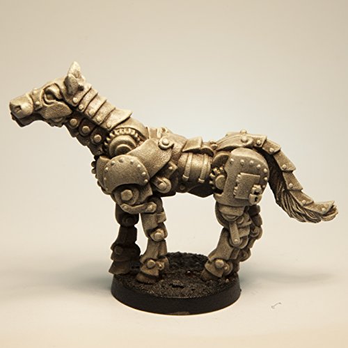 Stonehaven Clockwork Horse Miniature - 64mm Lead-Free Pewter Figure, 28mm Scale, Mount Compatible, Unpainted, Made in USA
