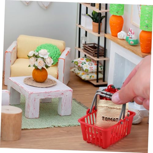 NUOBESTY 10Pcs Mini Shopping Basket Mini Supermarket Cart Tiny Plastic Retail Shopping Baskets with Handles for Kids Party Favors Dool House Ornament Red 2.7x1.2x1.3 Inch (Pack of 2) - size: 2.56 x 1.77 x 1.38 inches (Pack of 2)