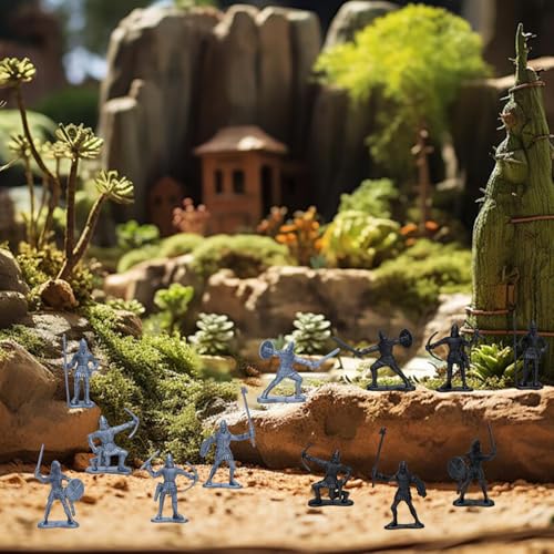 ONEST 60 Pieces Mini Medieval Knights Soldier Army Figures Soldiers Figurines Cupcake Topper Party Table Decorations - style: 60 Pieces