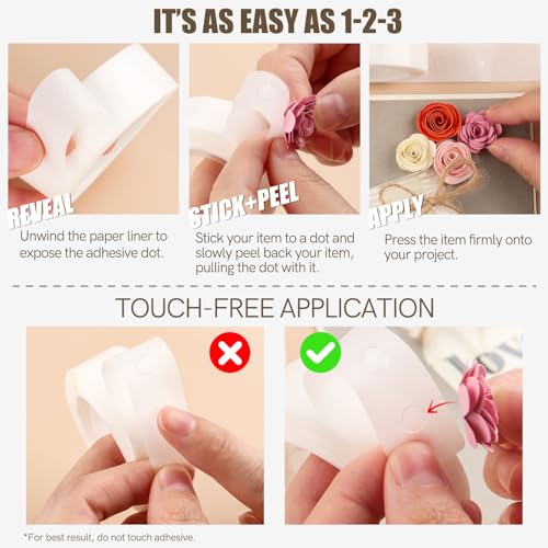 Briartw 1800 Pcs 3/16in (5mm) Clear Mini Glue Point Dots,6 Roll Double Sided Self-Adhesive Dots Stickers for Craft,Ultra Thin Adhesive Dots,Permanent Sticky DIY Craft Dots,for Small Embellishments - size: 3/16in (5mm)