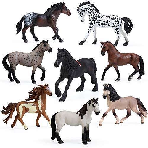 UANDME 8PCS Big Mare and Stallion Toy Figures, Plastic Horse Figurines, Animal Toys for Girls and Boys, Club Cake Topper Party Decoration - style: 8PCS Mare and Stallion Set