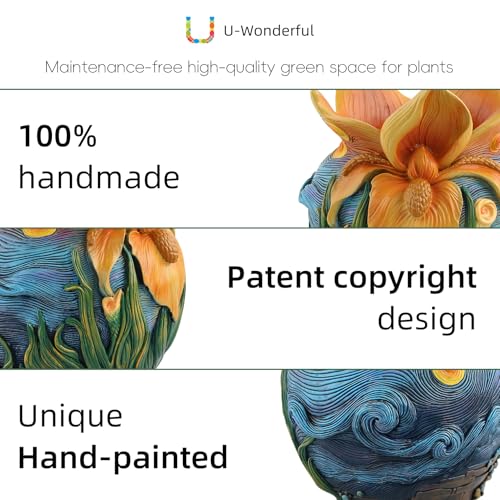 Starry Night Plant Pot - 6.8inch Unique Flower Pot - color: Colour-a