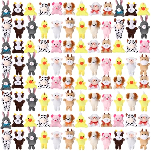 Zhanmai 100 Pcs Mini Farm Stuffed Animals Keychain Bulk Set - style: Farm Animals