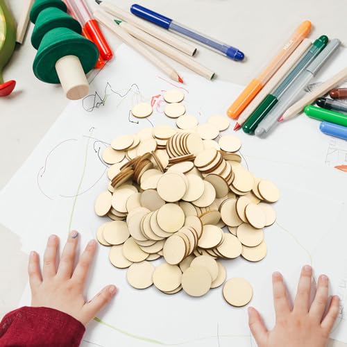 200 Pieces 1 Inch Round Wood Circles for Crafts - size: 1Inch-200PCS