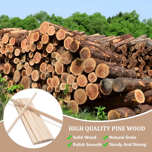 Wooden Dowels for Crafts, Wood Strips Trim Wood Slats Planks for Wall 1/4" × 1" × 17.5", 15 PCS Dowel Rods Wooden Sticks for Crafts, Unfinished Hardwood Sticks Flat Lumber Boards for Woodworking - size: 1/4x1x17.5 in - 15PCS