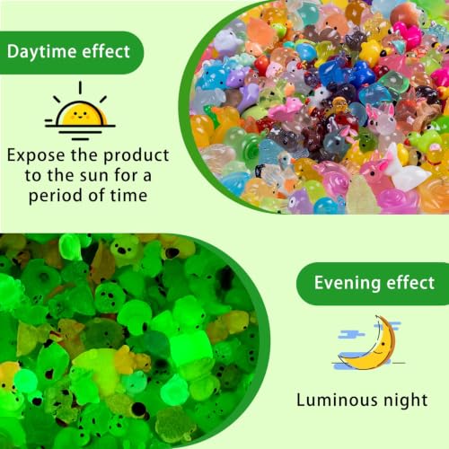 280pcs Mini Resin Animals Different 280 Styles Variety Tiny Animals Figure to Hide Luminous Glow in The Dark for Miniature Fairy Garden Decoration Small Plastic Miniature Crafts Decor Aquarium - color: 280 Mini Animal Figures