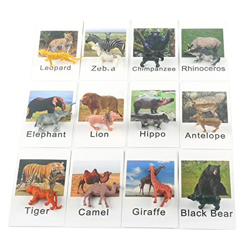 MEROCO Montessori Animal Matching Game, 24 Pcs Safari Figurines with Cards - style: Zoo Animal