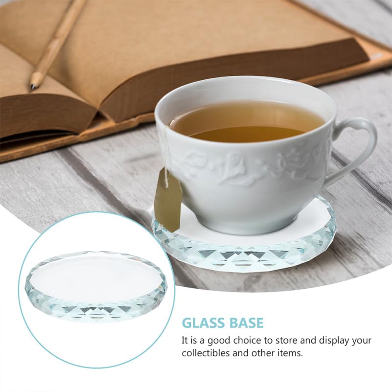 VOSAREA Round Glass Display Base 2 pcs 2.95 X 2.95 X 0.39 in