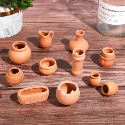 ONEST 12 Pieces Miniature Tiny Clay Pots Mini Flower Pottery Planter for DIY Garden Plants Office Home Decoration - color: 12 Pieces Mix