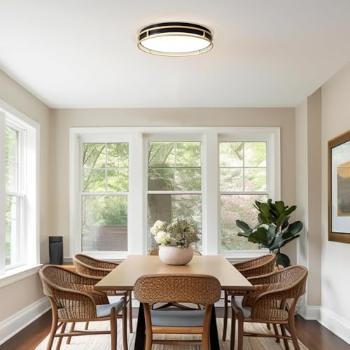 Modern Flush Mount Ceiling Light, Black Gold Dimmable Ceiling Light Fixture - color: Black and Gold, size: 16.5in