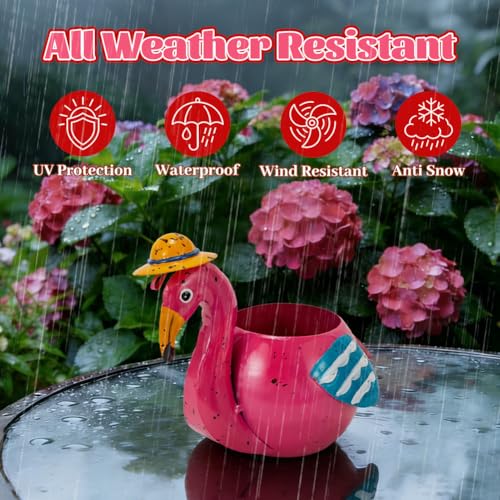 Flamingo Planter Small Succulent Pots Metal Animal Planters - color: Pink Flamingo Planter