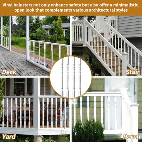 Yaocom Vinyl Railing Spindles, 1 1/2" Sq X 32", Vinyl Railing, 9 Pack - size: 1 1/2" Sq X 32"
