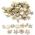 100PCS Wooden Floral Ornament Unfinished Openwork Piece 1 Inch Handcrafted Decorative Accessories DIY Graffiti Painting Sheet