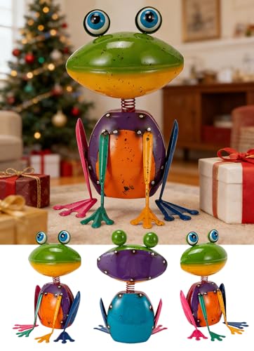 Frog Garden Decor Metal Yard Art - color: Green Frog