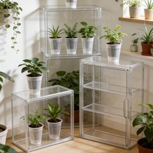 Mini Greenhouse for Indoor, Green House with Magnetic, 14”x10.5”x5.5” - size: 14"x 10.5"x 5.5"